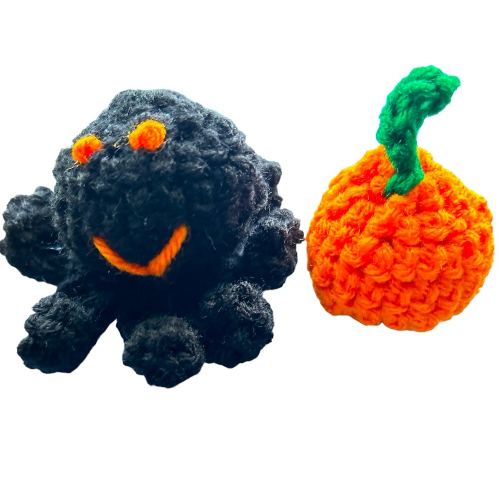 HAND CRAFTED Crochet Organic Catnip Colorful Interactive Spider&Pumpkin Cat Toys